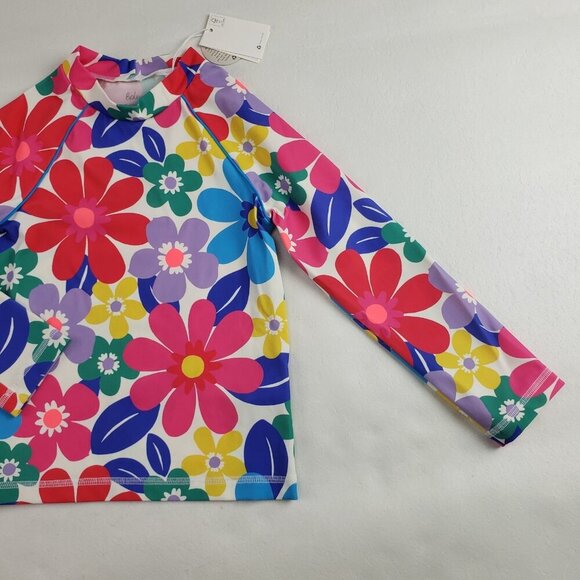 Boden Rashguard Swim Shirt Girls 6-7 Colorful Floral Sun Protectant UPF Top NEW - Picture 2 of 9